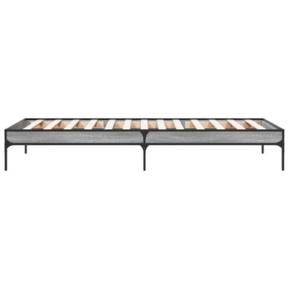 Bedframe bewerkt hout en metaal grijs sonoma eiken 90x190 cm