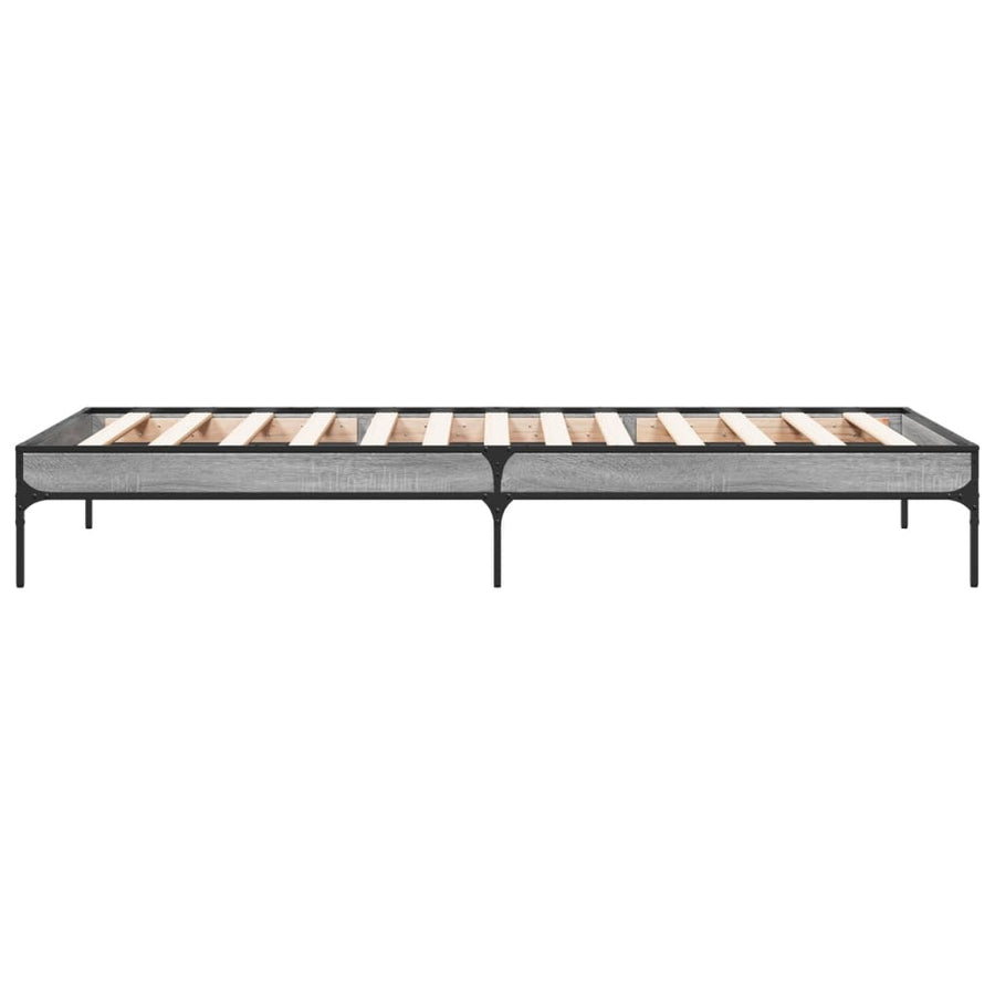 Bedframe bewerkt hout en metaal grijs sonoma eiken 90x190 cm