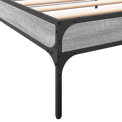 Bedframe bewerkt hout en metaal grijs sonoma eiken 90x190 cm
