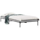 Bed frame carved wood and metal grey Sonoma oak 90x190 cm