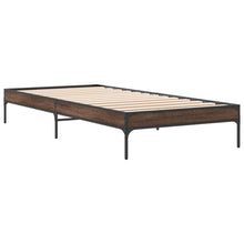 Bedframe bewerkt hout en metaal bruin eikenkleurig 90x190 cm