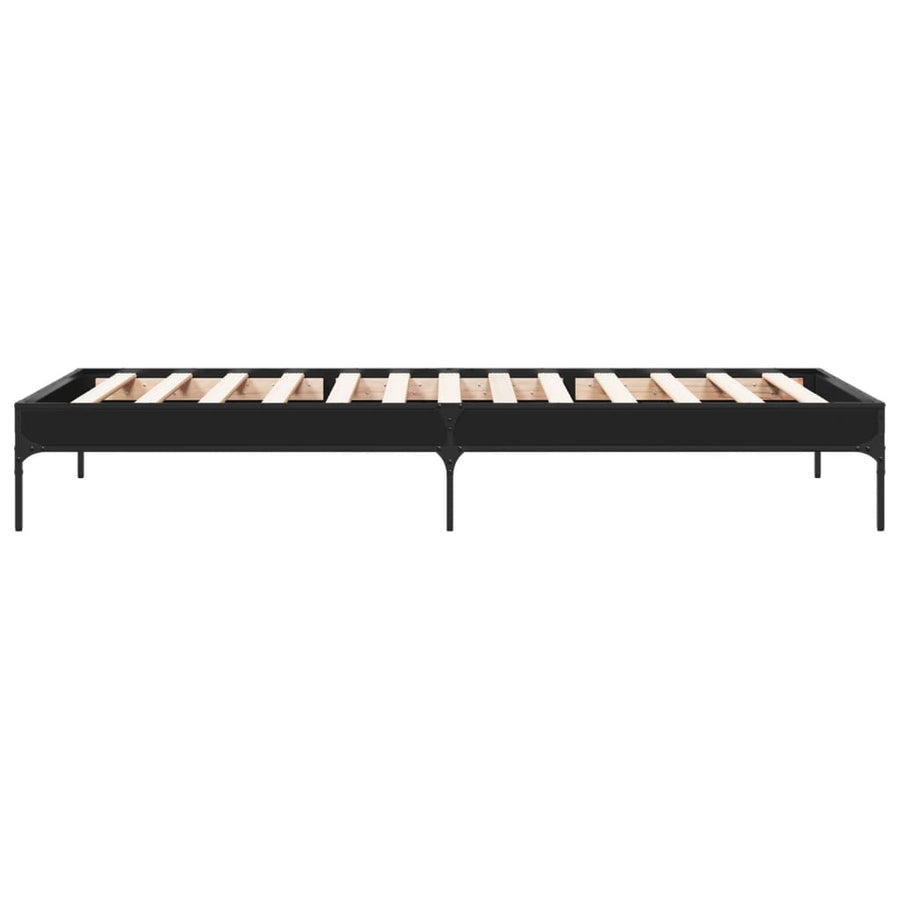 Bedframe bewerkt hout en metaal zwart 75x190 cm