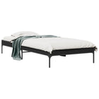 Bed frame carved wood and black metal 75x190 cm