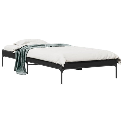 Bedframe bewerkt hout en metaal zwart 75x190 cm