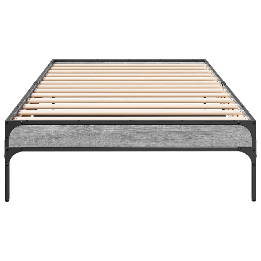 Bedframe bewerkt hout en metaal grijs sonoma eiken 75x190 cm