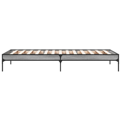 Bedframe bewerkt hout en metaal grijs sonoma eiken 75x190 cm