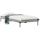 Bed frame carved wood and metal grey Sonoma oak 75x190 cm