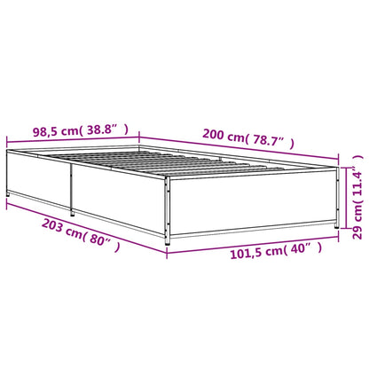Bedframe bewerkt hout en metaal zwart 100x200 cm