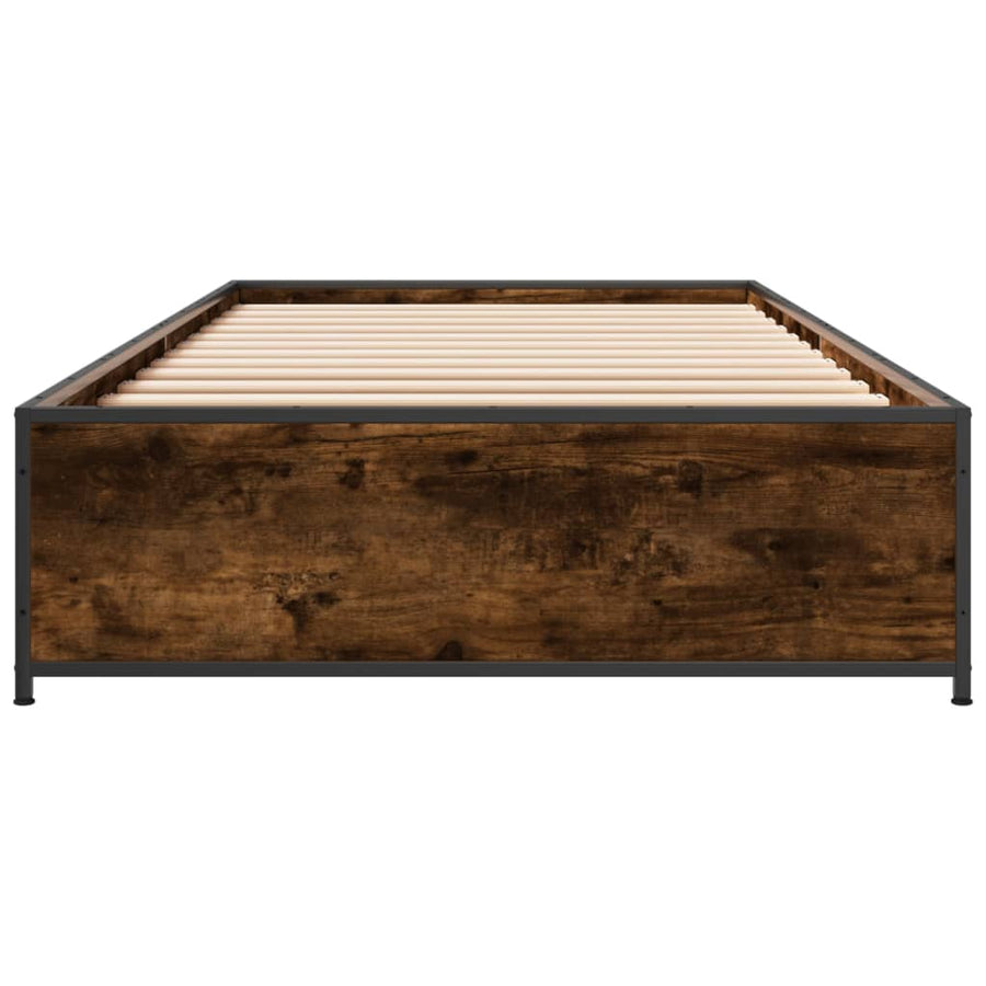 Bedframe bewerkt hout en metaal gerookt eikenkleurig 100x200 cm