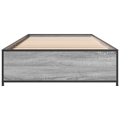 Bedframe bewerkt hout en metaal grijs sonoma eiken 100x200 cm