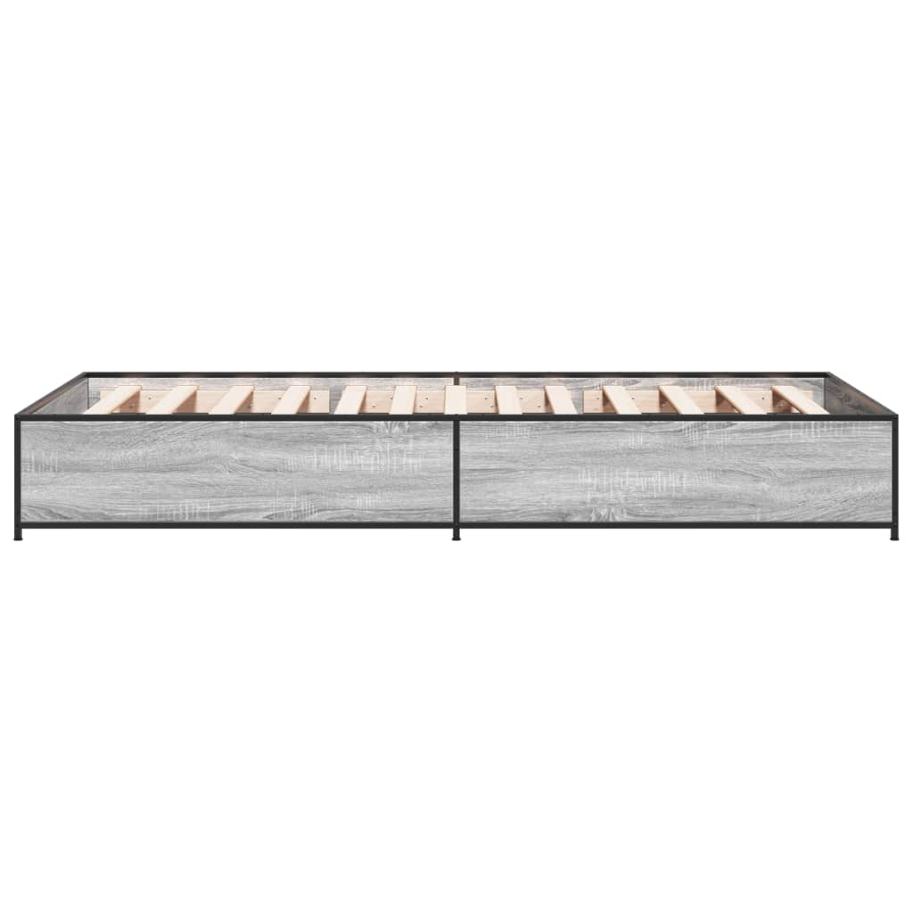 Bedframe bewerkt hout en metaal grijs sonoma eiken 100x200 cm