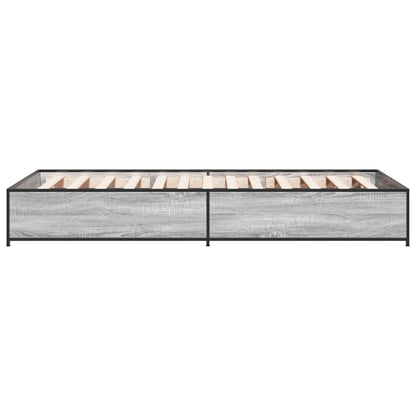 Bedframe bewerkt hout en metaal grijs sonoma eiken 100x200 cm