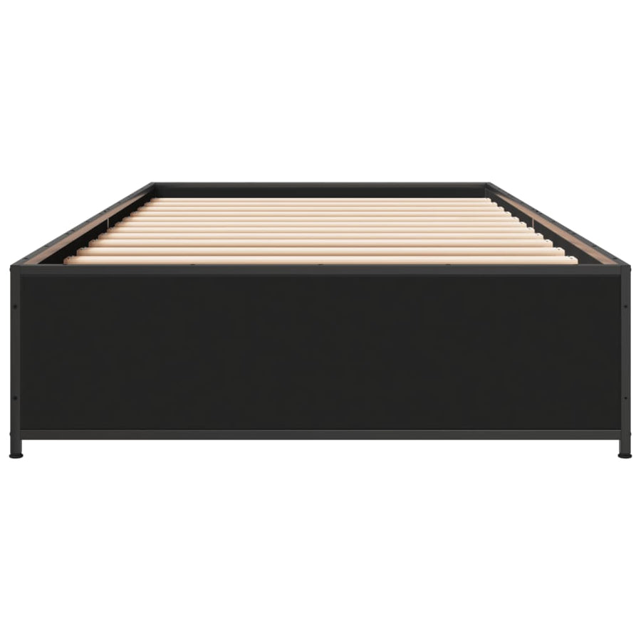 Bedframe bewerkt hout en metaal zwart 90x200 cm