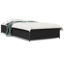 Bedframe bewerkt hout en metaal zwart 90x200 cm