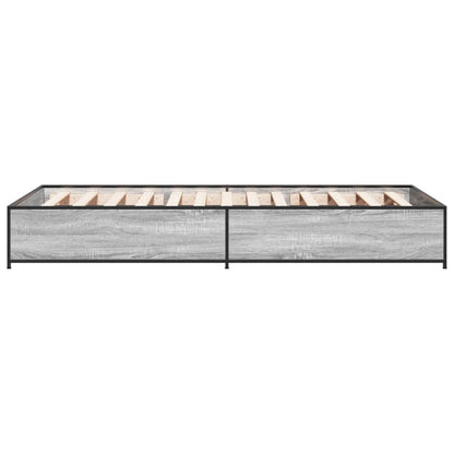 Bedframe bewerkt hout en metaal grijs sonoma eiken 90x200 cm