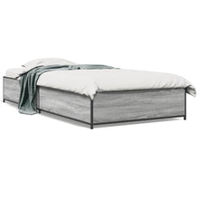 Bedframe bewerkt hout en metaal grijs sonoma eiken 90x200 cm