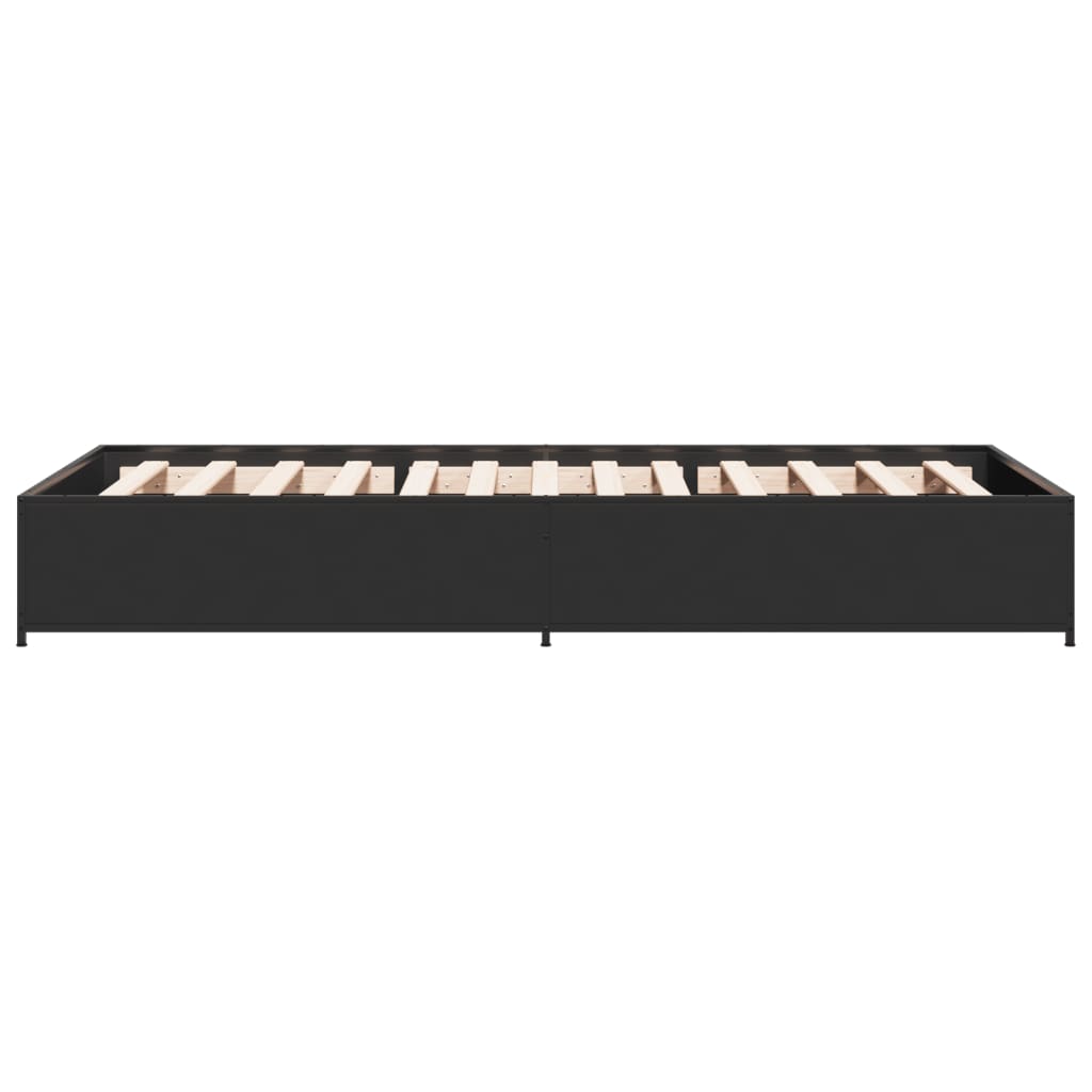 Bedframe bewerkt hout en metaal zwart 90x190 cm