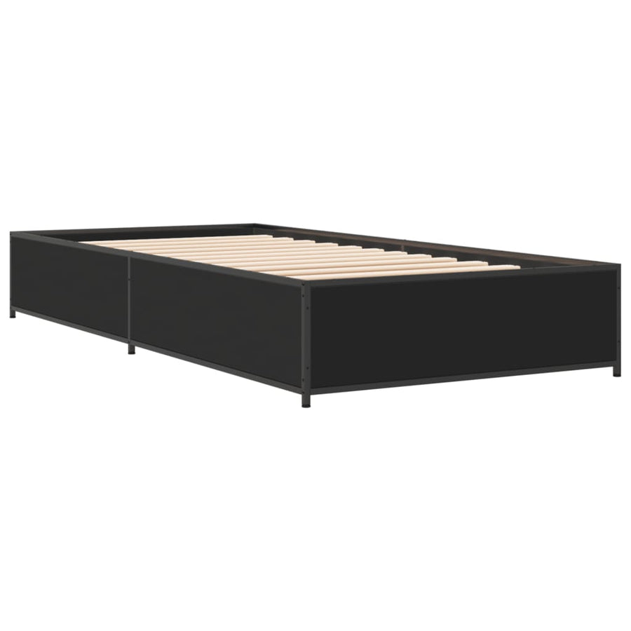 Bedframe bewerkt hout en metaal zwart 90x190 cm