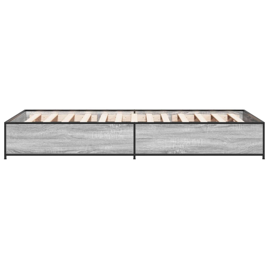 Bedframe bewerkt hout en metaal grijs sonoma eiken 90x190 cm