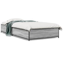 Bedframe bewerkt hout en metaal grijs sonoma eiken 90x190 cm