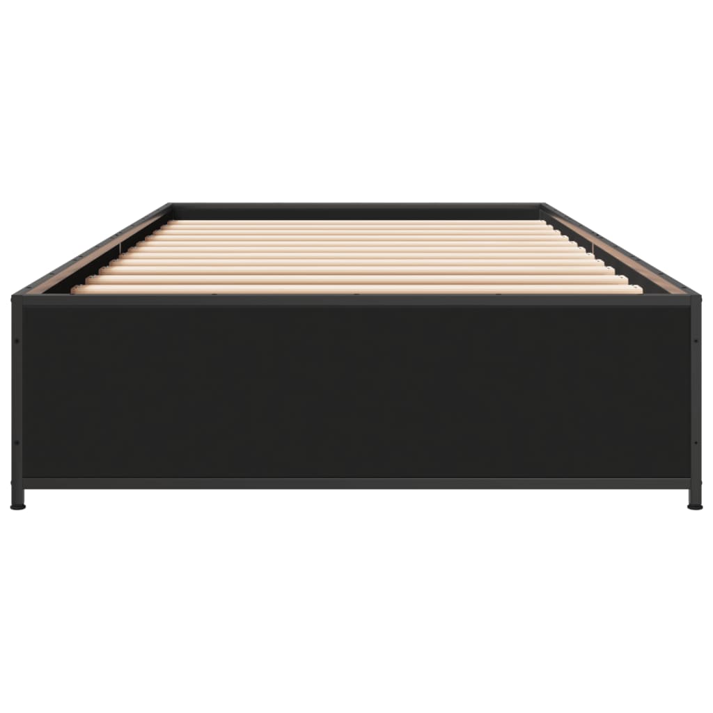 Bedframe bewerkt hout en metaal zwart 75x190 cm