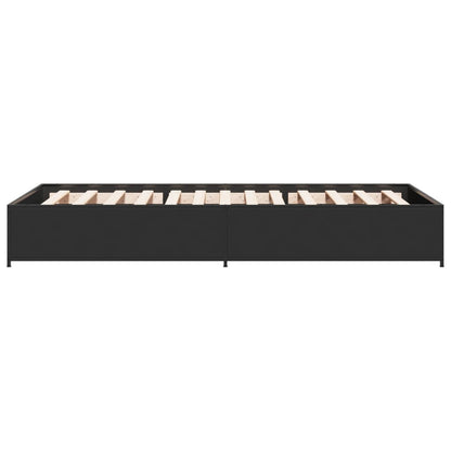 Bedframe bewerkt hout en metaal zwart 75x190 cm