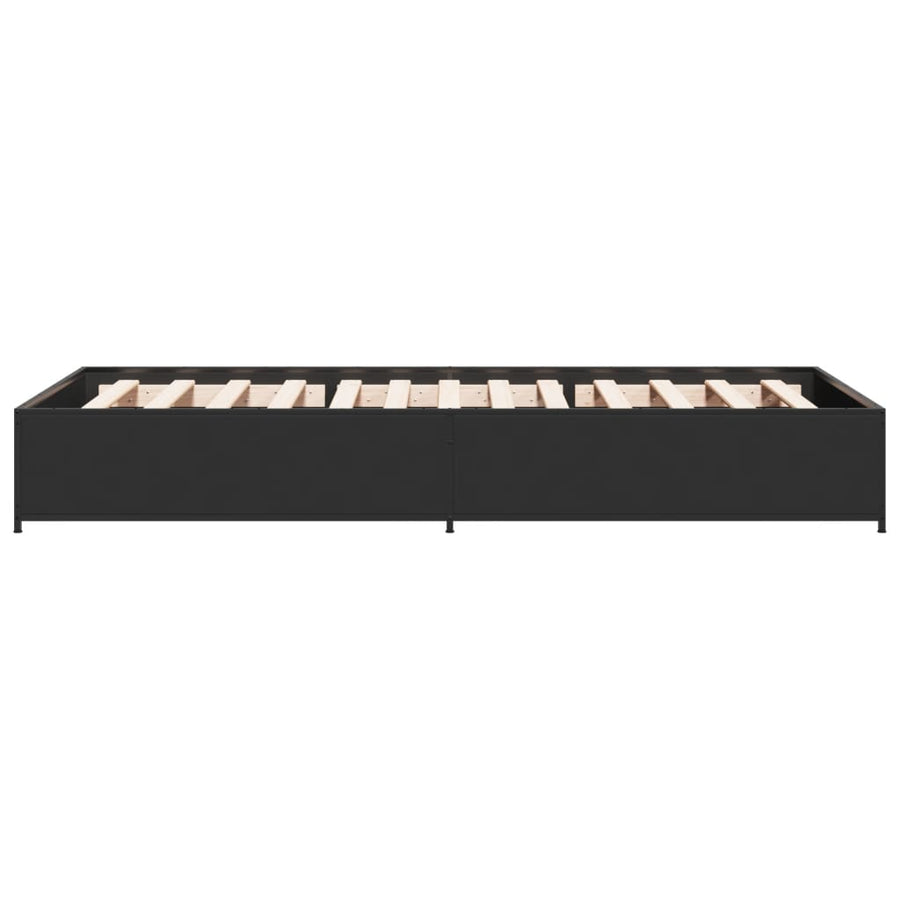Bedframe bewerkt hout en metaal zwart 75x190 cm