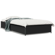 Bedframe 75x190 cm bewerkt hout metaal zwart