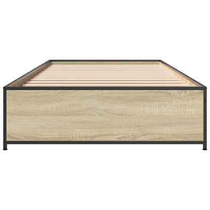 Bedframe bewerkt hout en metaal sonoma eikenkleurig 75x190 cm