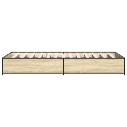 Bedframe bewerkt hout en metaal sonoma eikenkleurig 75x190 cm
