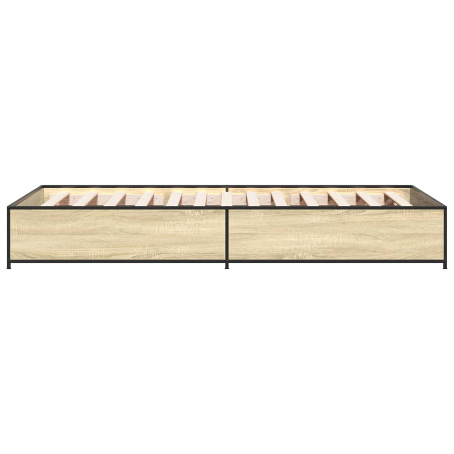 Bedframe bewerkt hout en metaal sonoma eikenkleurig 75x190 cm
