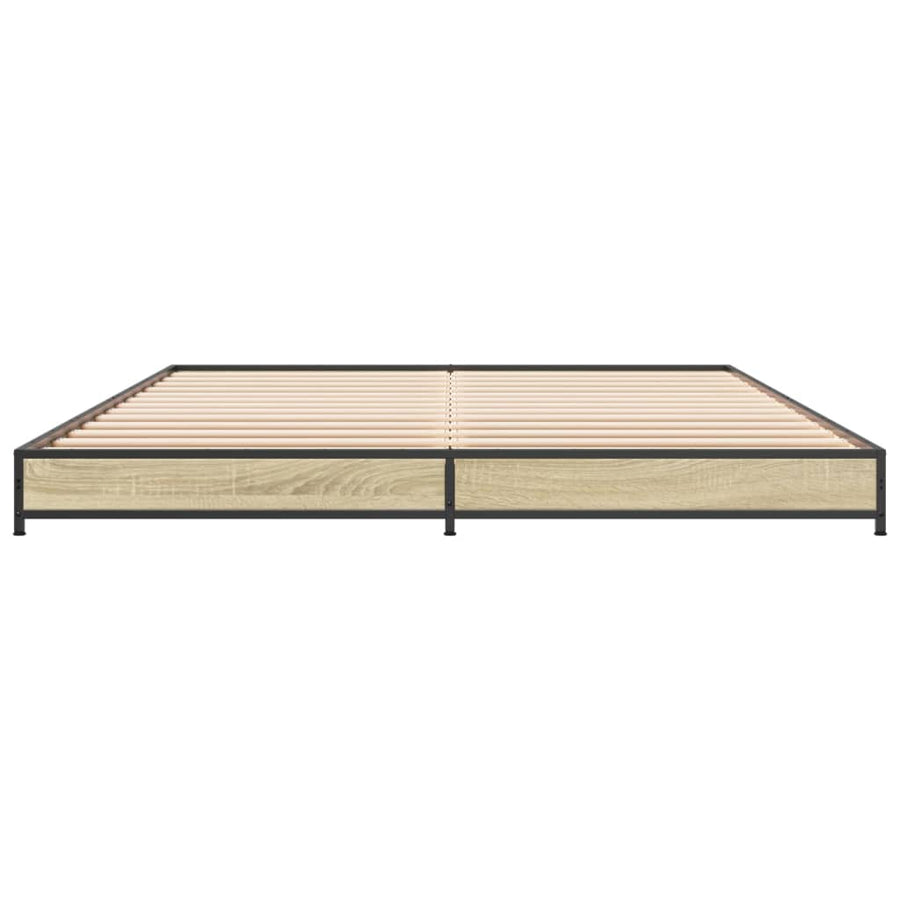 Bedframe bewerkt hout metaal sonoma eikenkleurig 120x200 cm