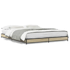 Sonoma oak 120x200 cm bed frame with carved wooden and metal details