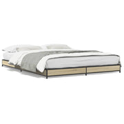 Bedframe 120x200 cm bewerkt hout metaal sonoma eiken