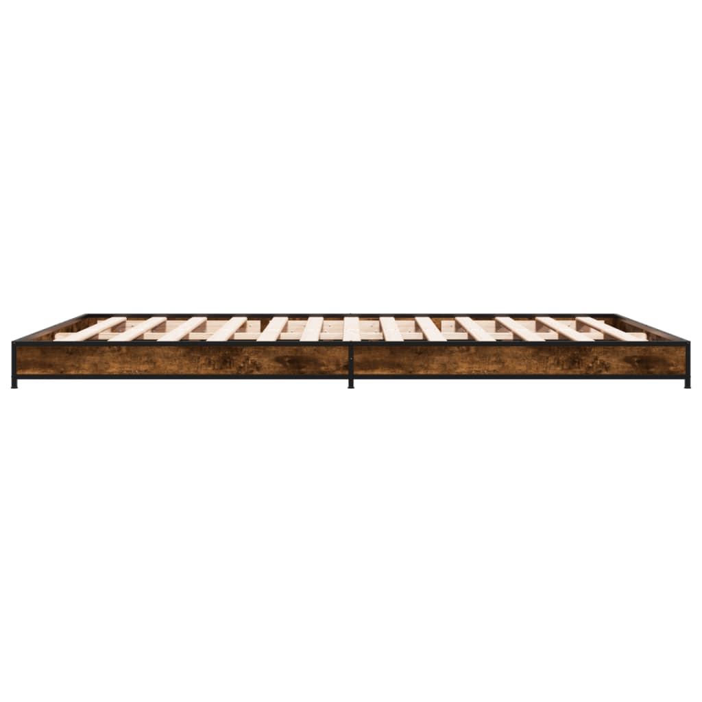 Bedframe bewerkt hout metaal gerookt eikenkleurig 120x200 cm