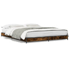 Bed frame crafted wood metal smoked oak finish 120x200 cm