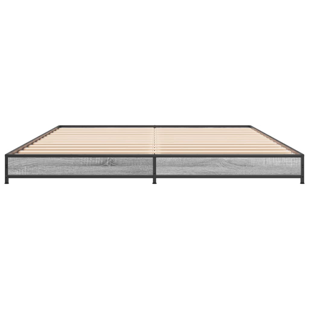 Bedframe bewerkt hout metaal grijs sonoma eiken 120x200 cm
