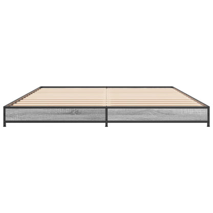 Bedframe bewerkt hout metaal grijs sonoma eiken 120x200 cm