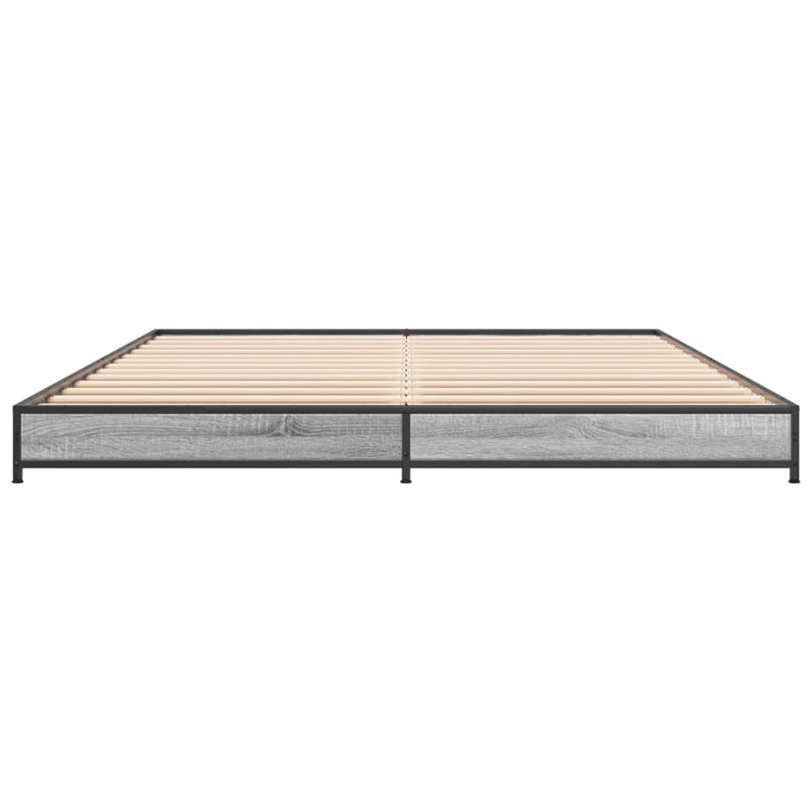 Bedframe bewerkt hout metaal grijs sonoma eiken 120x200 cm