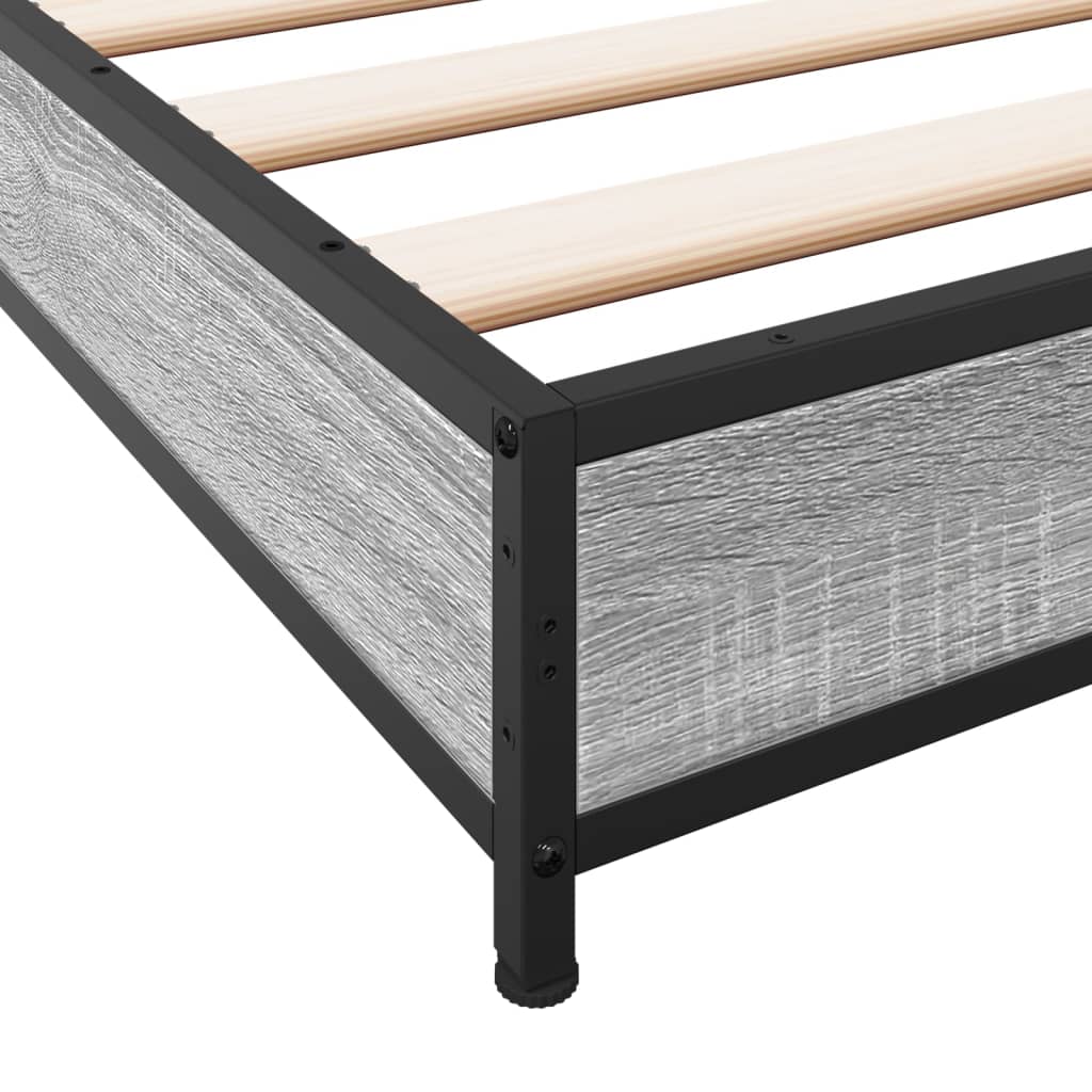 Bedframe bewerkt hout metaal grijs sonoma eiken 120x200 cm