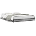 Bed frame carved wood metal grey Sonoma oak 120x200 cm