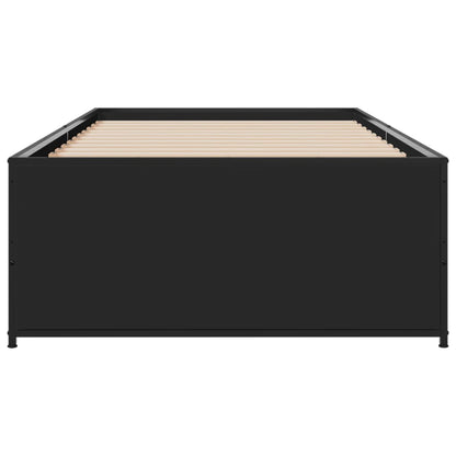 Bedframe bewerkt hout en metaal zwart 90x200 cm