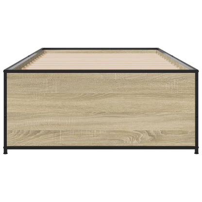 Bedframe bewerkt hout en metaal sonoma eikenkleurig 90x200 cm