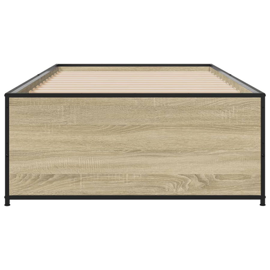 Bedframe bewerkt hout en metaal sonoma eikenkleurig 90x200 cm