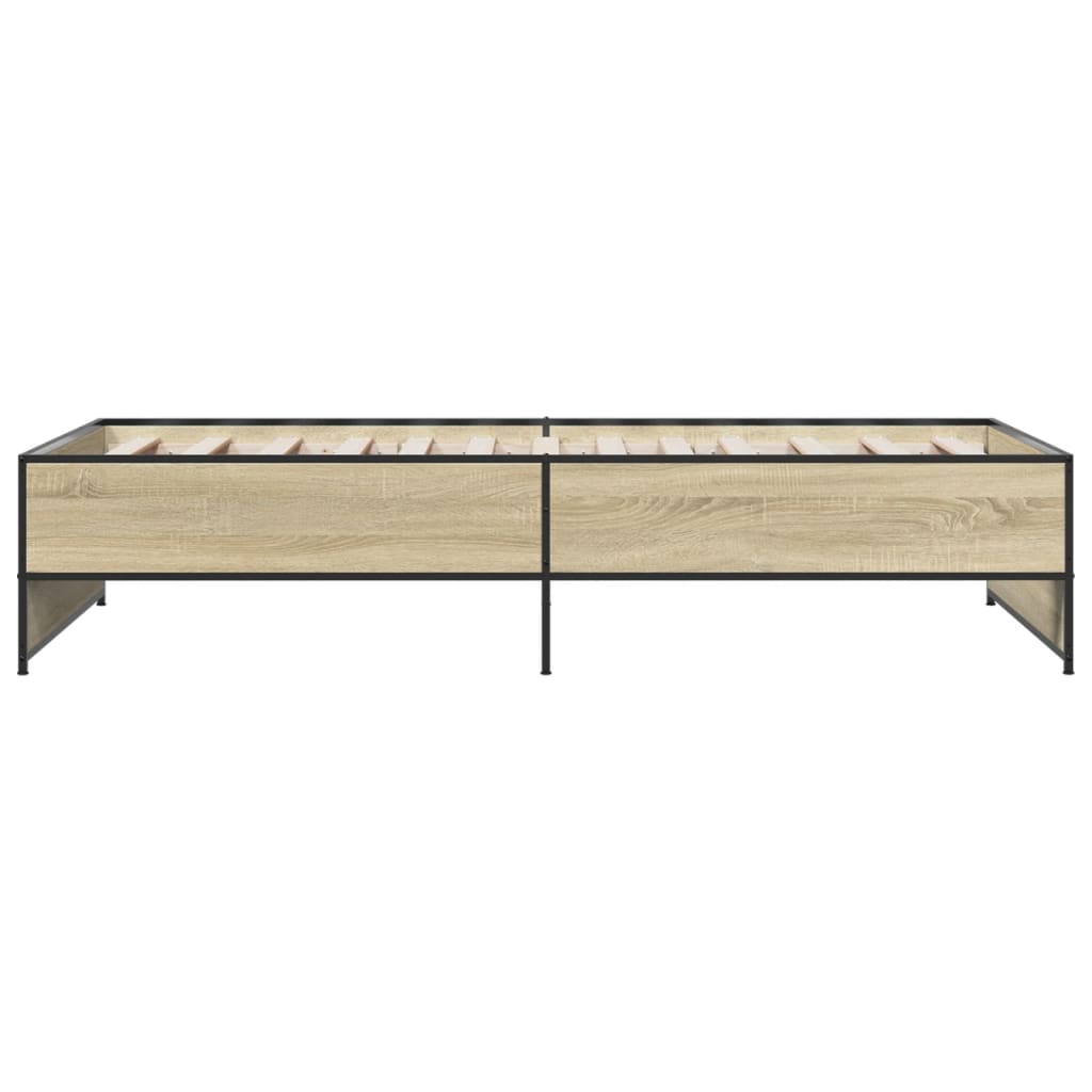 Bedframe bewerkt hout en metaal sonoma eikenkleurig 90x200 cm