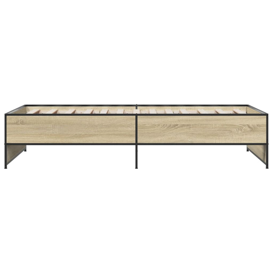 Bedframe bewerkt hout en metaal sonoma eikenkleurig 90x200 cm