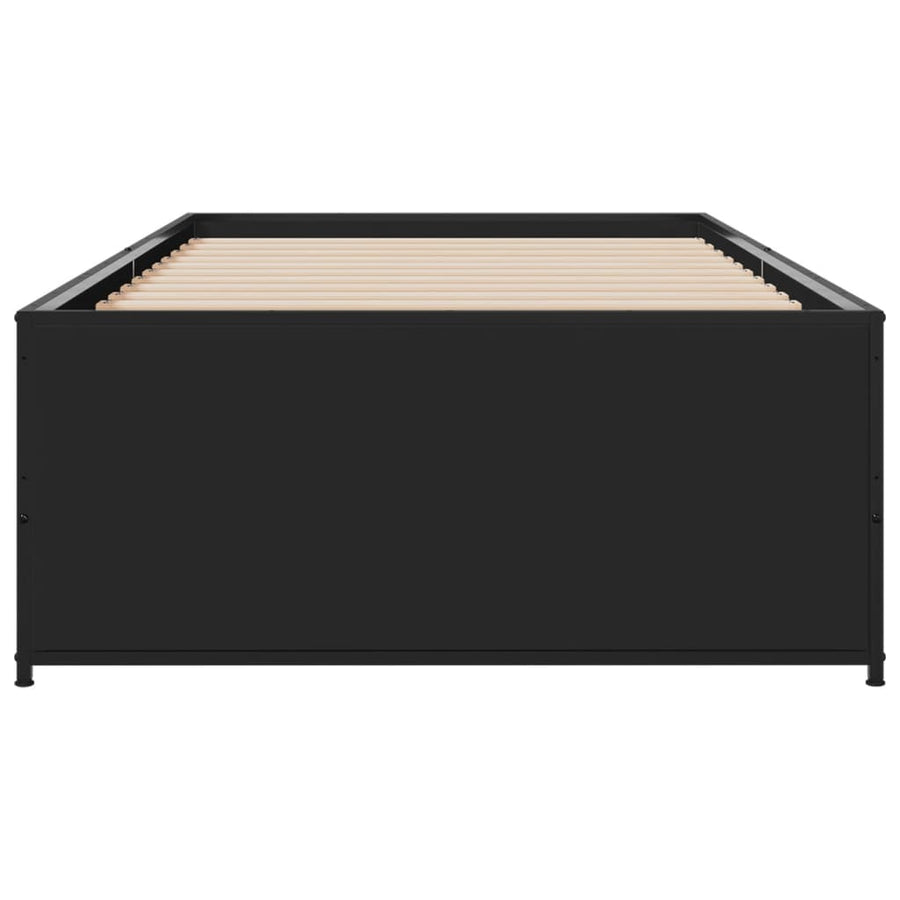 Bedframe bewerkt hout en metaal zwart 90x190 cm