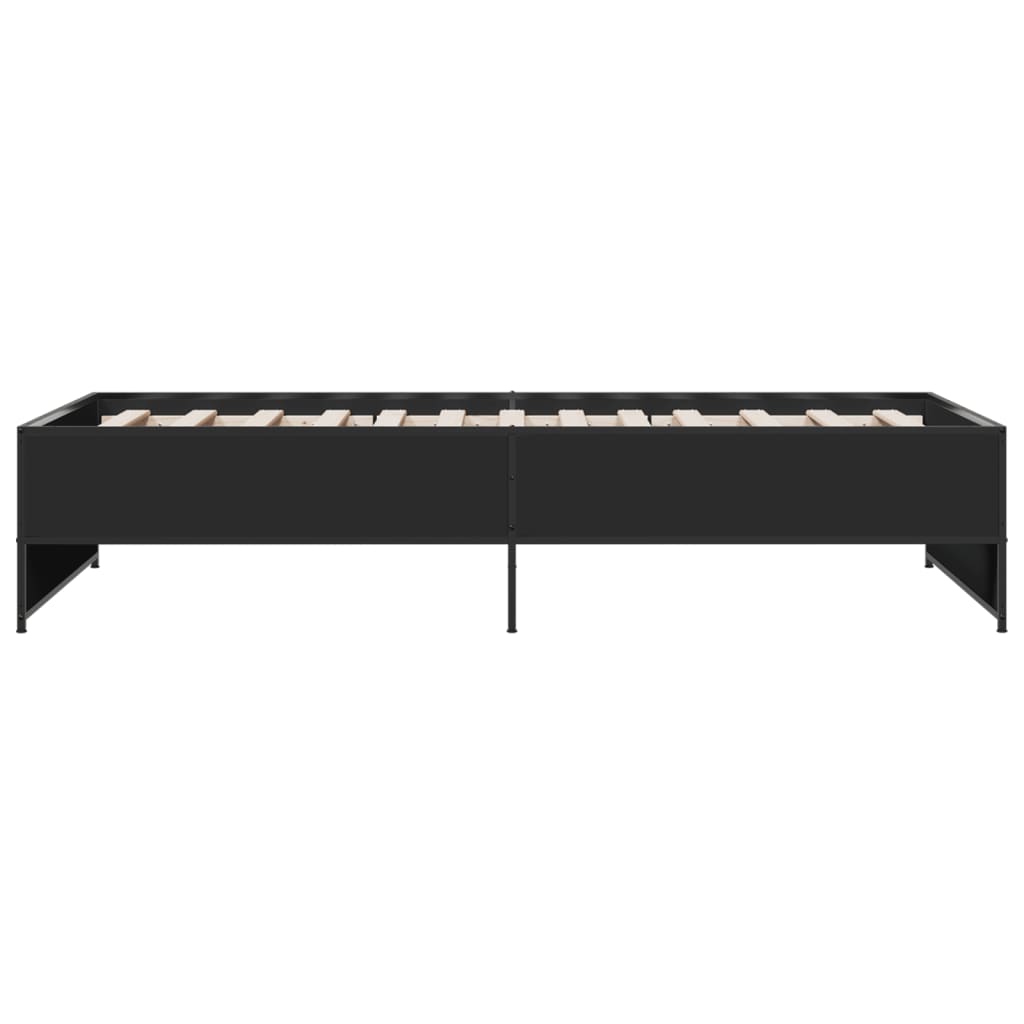 Bedframe bewerkt hout en metaal zwart 90x190 cm