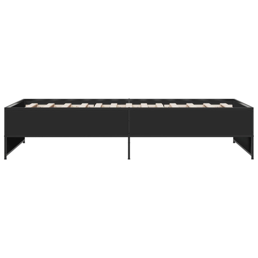 Bedframe bewerkt hout en metaal zwart 90x190 cm