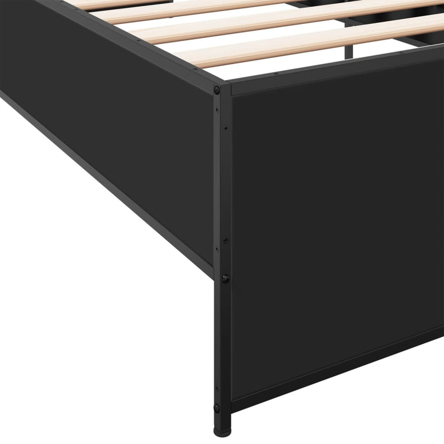 Bedframe bewerkt hout en metaal zwart 90x190 cm